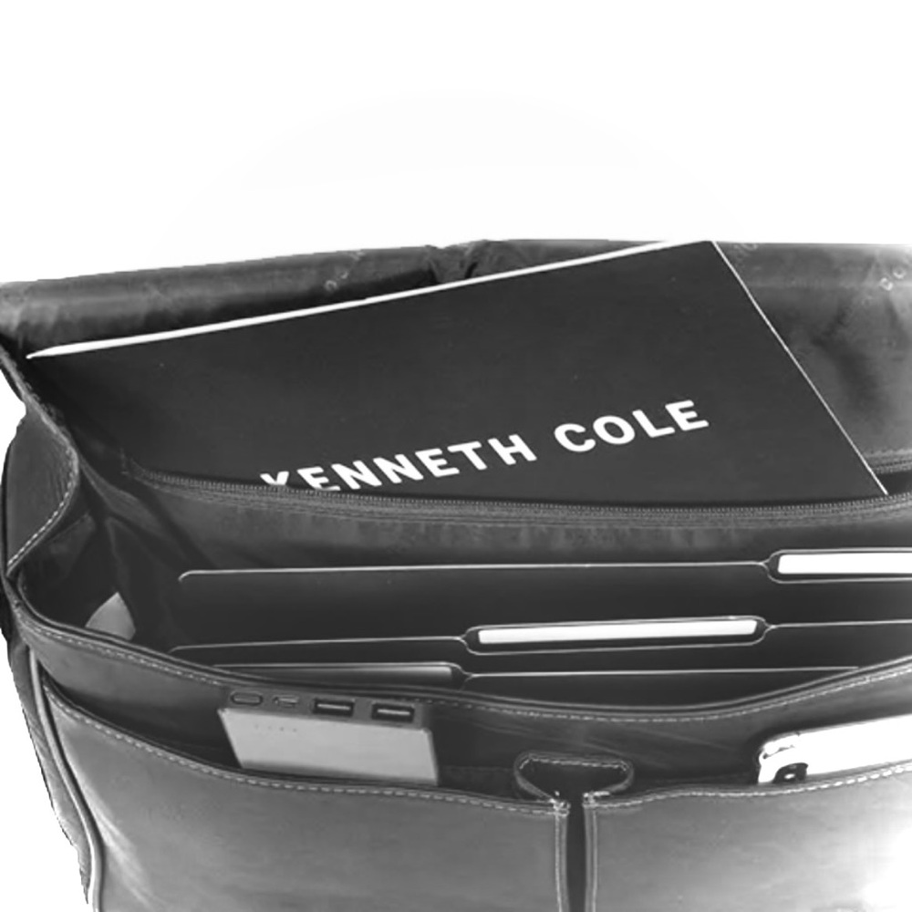KENNETH COLE | Pebble Grain Leather Foldover Messenger Briefcase Crossbody Bag